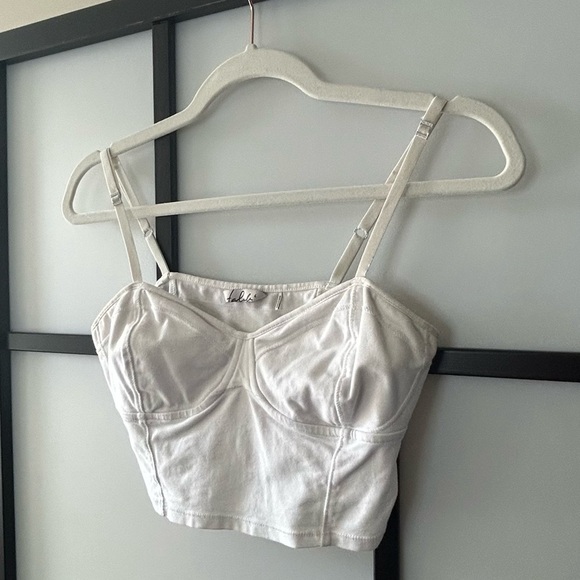 [L] Talula Aritzia Women's White Bustier Corset Style Crop Top - Picture 4 of 10